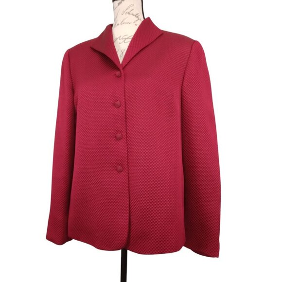 Talbots | Silk Wool Blend Blazer Jacket Cranberry Red | Size 12 - Picture 2 of 9